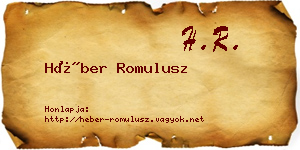 Héber Romulusz névjegykártya